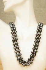 Estate Jewelry Health Healing Gemstone 7MM Hematite Beaded Necklace 36" Long