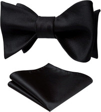 Bow Ties for Men Solid Color Self Tie Bow Tie Pocket Square Set Classic Formal S