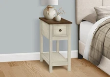 Accent Table, End, Side Table, 2 Tier, Narrow, Bedroom, Lamp, Storage Drawer, An