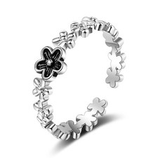 925 Sterling Silver Mini Flower Link Adjustable Ring Womens Girls Ladies Gift UK