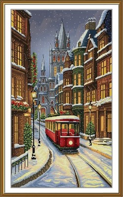 Creative Сross Stitch Embroidery Kit ''Winter tram'' Nova Sloboda
