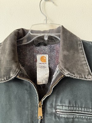 VINTAGE USA Carhartt J01 BLK Detroit Blanket Lined Jacket 48 Tall
