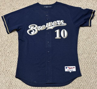 Game Used Worn 2003 Milwaukee Brewers Alternate Jersey #10 Royce Clayton
