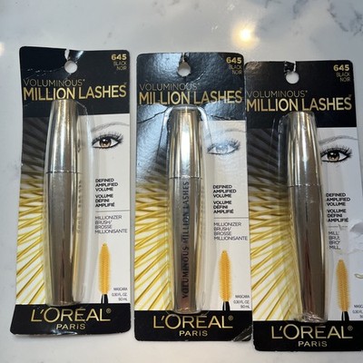 3x L'OREAL Paris Voluminous Million Lashes In Shade 645 Black 0.30oz SEALED NEW