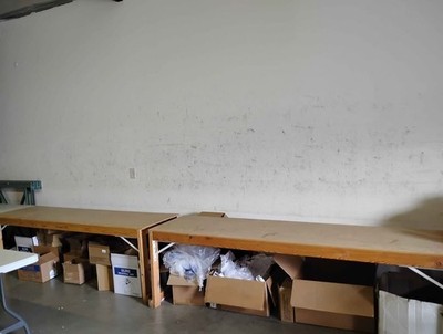 2 Heavy Duty Custom Wood Work Tables / Workbenches - Approx. 8 Ft