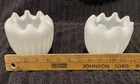 2 Vintage Fenton Style Pinched Ruffled Rim White Milk Glass Ribbed Bowl Vase.👍