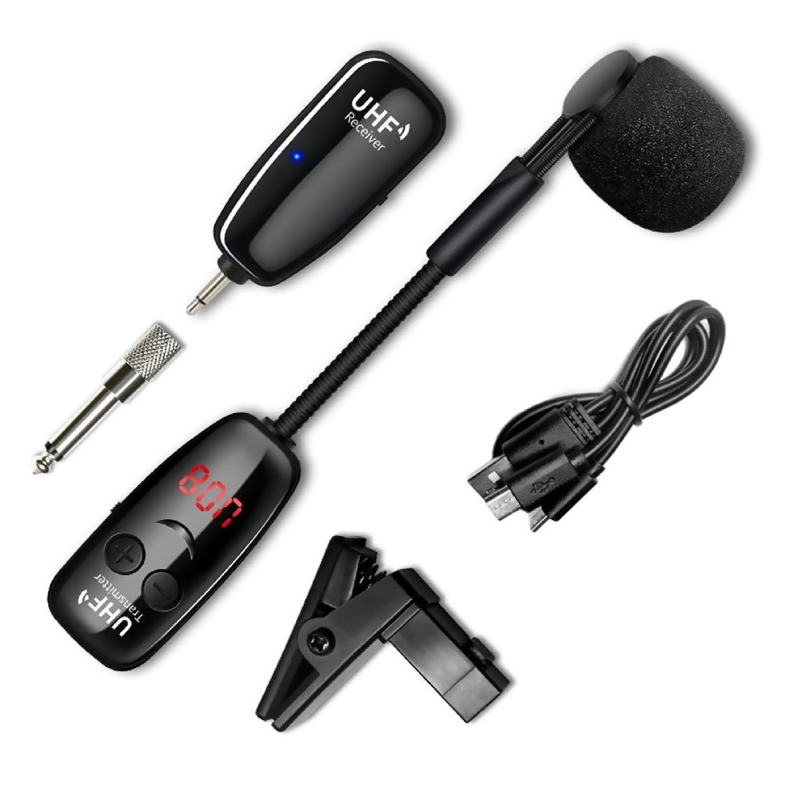 Wireless Microphone with 50M Range Transmitter Receiver for Trumpet Saxophone-image