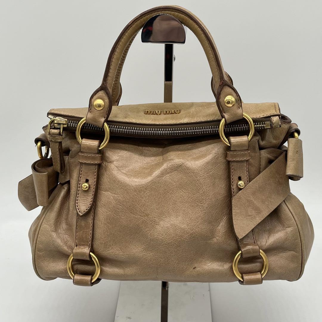 バッグ miu miu vitello lux 2way hand bag suede Miu Miu Vitello Lux Side Ribbon 2-Way Mini Shoulder Clutch