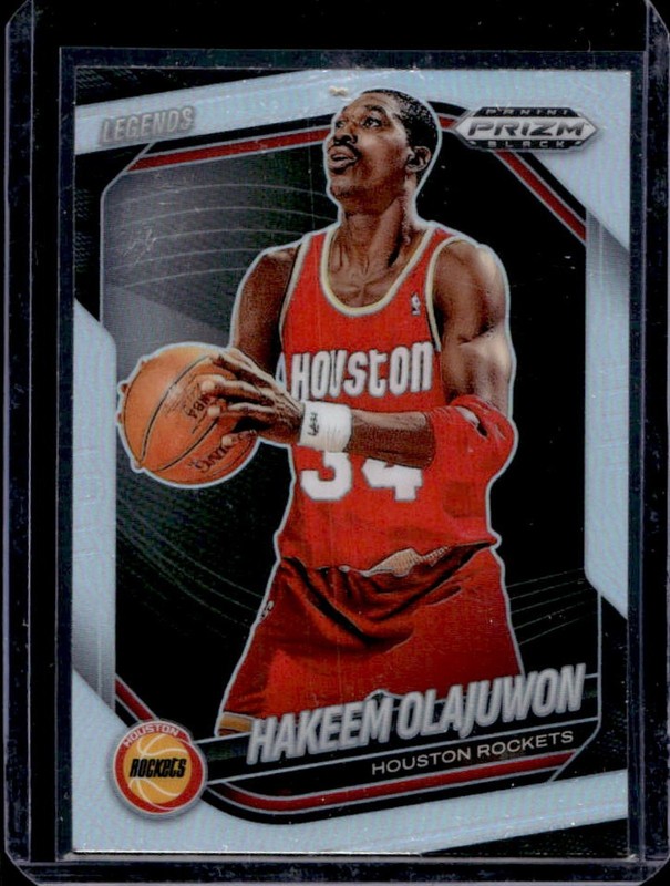 2024-25 Panini Prizm Black Hakeem Olajuwon Legends Silver Prizm #286 Rockets