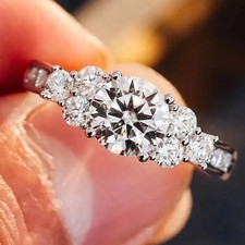 2 Ct Round Cut Moissanite Women's Wedding Engagement Ring 14K White Gold Plated