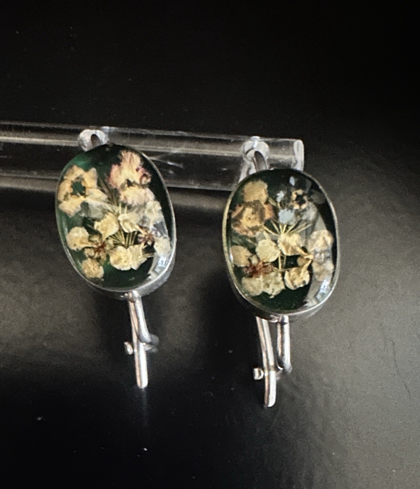 Artisan Real Dried Tiny Pressed Flower Earrings 9… - image 2