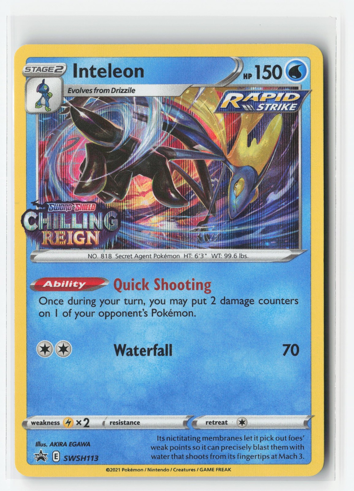 INTELEON SWSH113 PRERELEASE PROMO POKEMON TCG NM