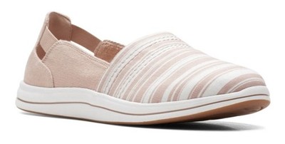 Clarks Cloudsteppers Breeze Step Womens 8.5 Taupe Canvas Slip-On Shoes Washable