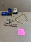 Vintage Costume Jewelry Lot - Belts, Pins, Bracelet, Goebel Pendant, Sarah Cov