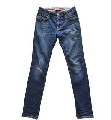Sartoria Tramarossa Leonardo Jeans Herren W30 L34 Blau Denim Stretch Italy Slim Rip