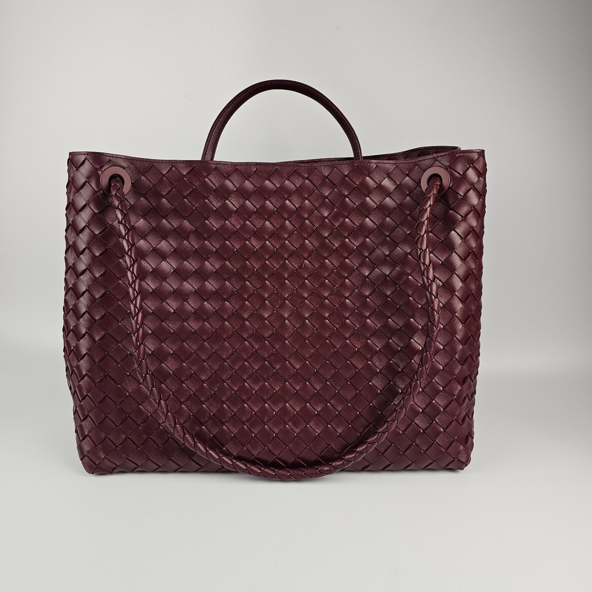 BOTTEGA VENETA Andiamo Large $8900 Barolo Red Leather Top Handle