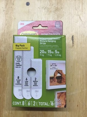 Assorted 3M Command Strips In White XL Large Medium 