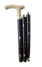 Wooden Walking Stick With Brass Derby Handle For Seniors Men Women Old Peoples