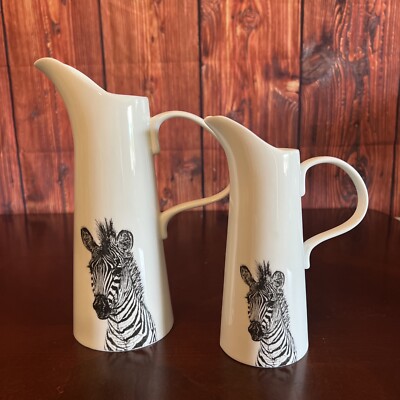 Little Weavers Arts Zebra Pitchers,  Hand Decorated ￼made In England