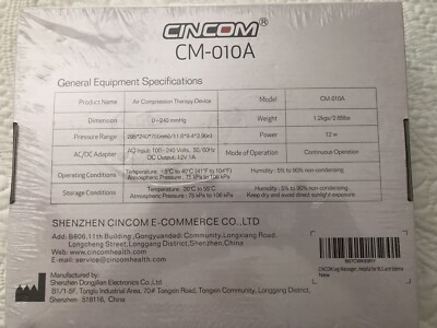 CINCOM Air Compression Therapy Device for Leg & Calves, Model CM-010A