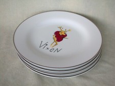 4 assiettes à salade rennes poterie grange Japon 8,5" danseuse farceuse dasher renard comme neuves