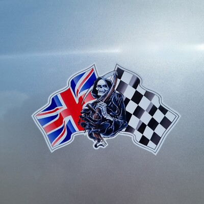 UK British Union Jack Flag With Grim Reaper Vinyl Sticker Decal For Car ...