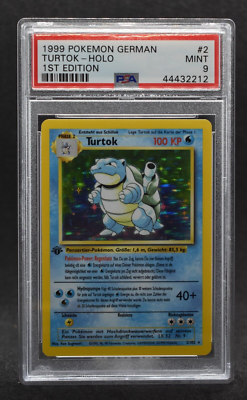 Pokémon 1st Edition Base Set German Turtok (Blastoise) 2/102 PSA 9