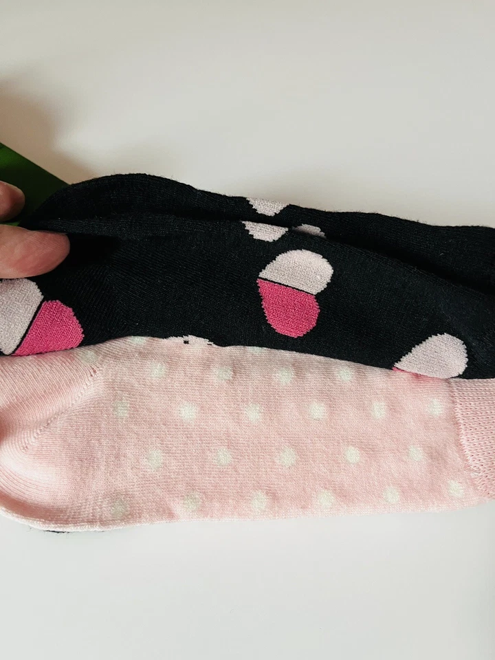 Calcetines cortos al tobillo Kate Spade para mujer 4-10 negros rosas corazones rayas 3 pares Foto 2 de 3