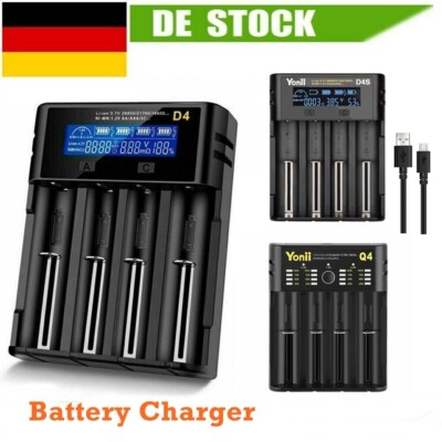 Universal Akku Ladegerät 4 Slot LCD Display Batterieladegerät für Li-ion 18650