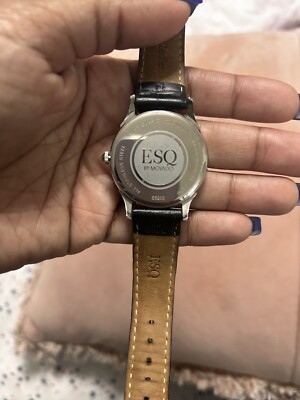 esquire movado watch Black Leather Belt Silver Face | eBay display picture 1