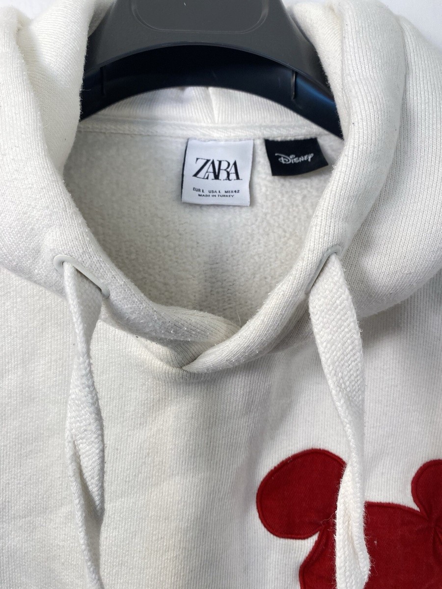 Zara x Disney Mickey Mouse Unisex Adult Size Large White Hoodie | eBay