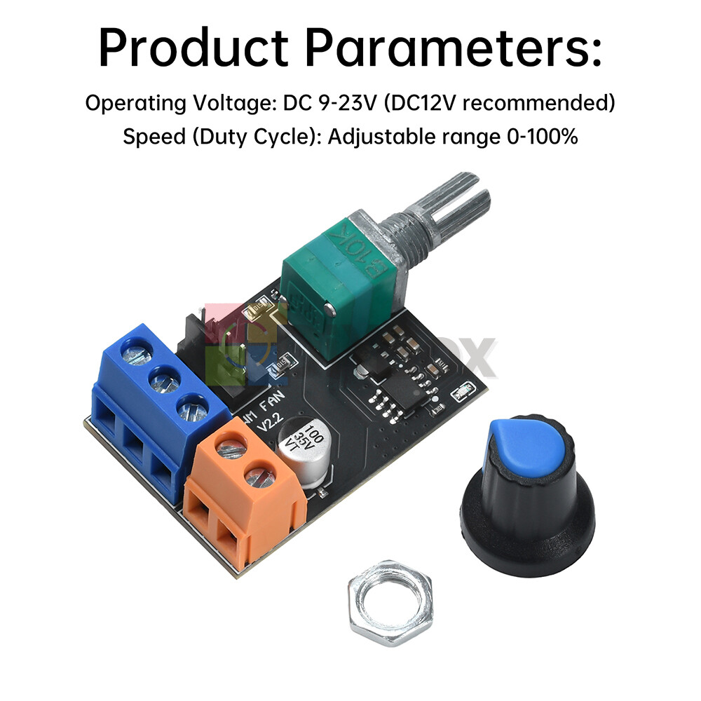 DC12V PWM Fan Governor Speed Control With Knob 3/4Wires Switch Fan Regulation