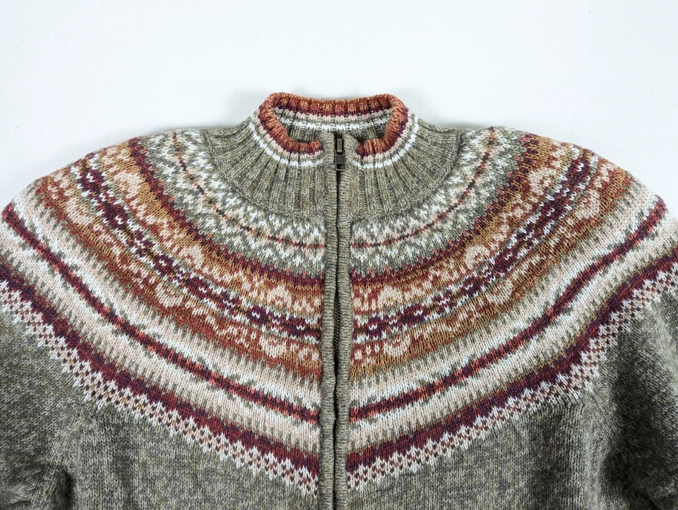 Suéter con Cremallera Fair Isle Coleccionables Heirloom Mujer M Gris Ramie Algodón Nórdico Foto 4 de 4