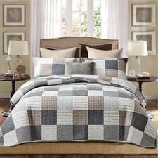 100 Cotton Quilt Set Queen Size,Patchwork Plaid Bedding Set Bedspreads,Farmhous