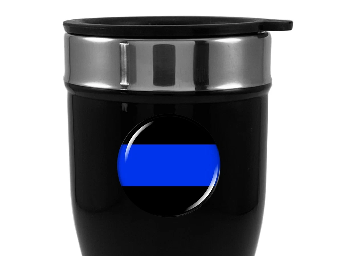 Thin Blue Line Stainless Steel BLACK Coffee Travel Mug Thermos