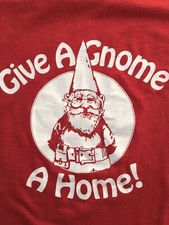 Vtg Give A Gnome A Home Shirt Mens Red Screen Stars Made in USA Size Medium