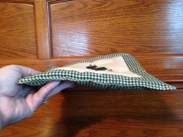 ALMOHADILLA CALIENTE DE CANELA PERFUMADA TRIVET COCINA HECHA A MANO ARCO DE NOÉ VERDE GINGHAM Foto 2 de 3