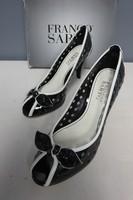 Franco Sarto Women's Black White Patent Open Hole Design Heels Sz 8.5m B2817 on sale Franco Sarto Women's Black White Patent Open Hole Design Heels Sz 8.5m B2817 on sale