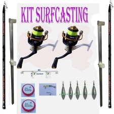 canna surfcasting puntale reggicanne mulinello con filo piombo lenza amo kit 2 p