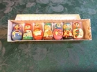 7pc Adorable Vintage Russian Handpainted Wooden Nesting Dolls Ornament Set w/Box