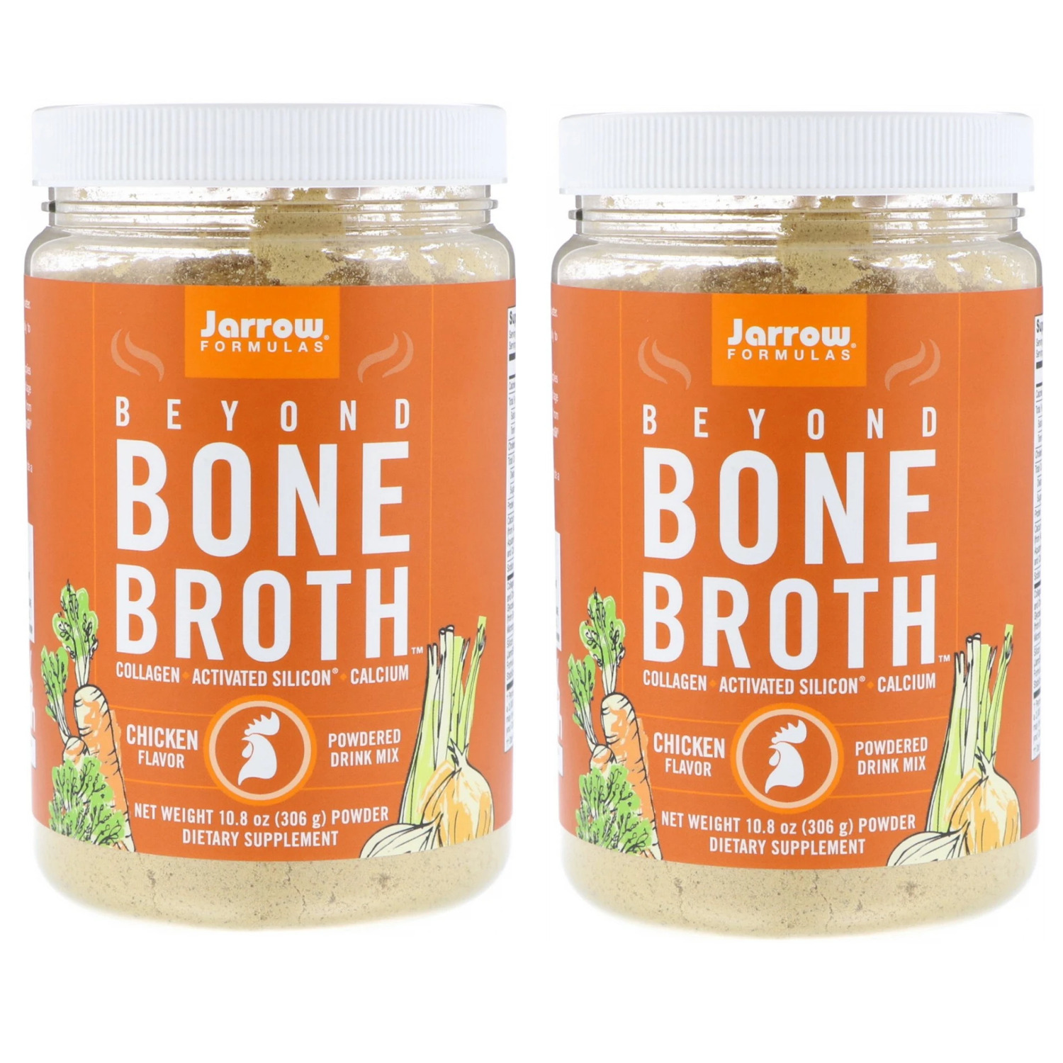 2 Jarrow Formulas Beyond Bone Broth Collagen Silicon Calcium Chicken 10.8 oz x 2