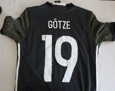 Germany 2016 Away Jersey #19 Gotze Adidas Green Shirt Size Boys XL