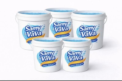 Samy & VaVa Super Laundry Detergent Bucket Set 4.8kg Blue Pack of 5