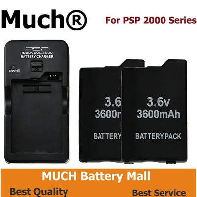2x Batteries 3600mAh Rechargeable & Charger for PSP 2000/2001/3000/3001 Series
