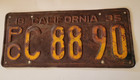 Single 1935 California License Plate Commercial Truck PC #C8890 Black & Yellow — photo 5