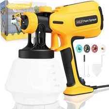 Paint-Sprayer, 700W HVLP Spray Gun, 2024 Upgraded, 4 Copper Nozzles & Yellow 