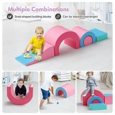 5 pc Foam Block Kids Crawl & Climb Set Easy-to-clean Soft Surface Lightweight