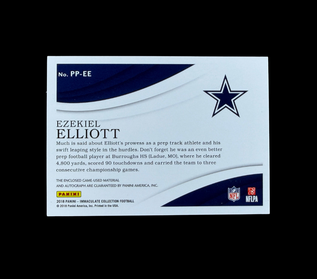 Ezekiel Elliott 2018 Immaculate Collection Patch Auto /25 #PP-EE view 2