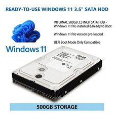 500GB HDD 3.5" SATA II Internal Hard Drive With Windows 11 Pro UEFI Installed