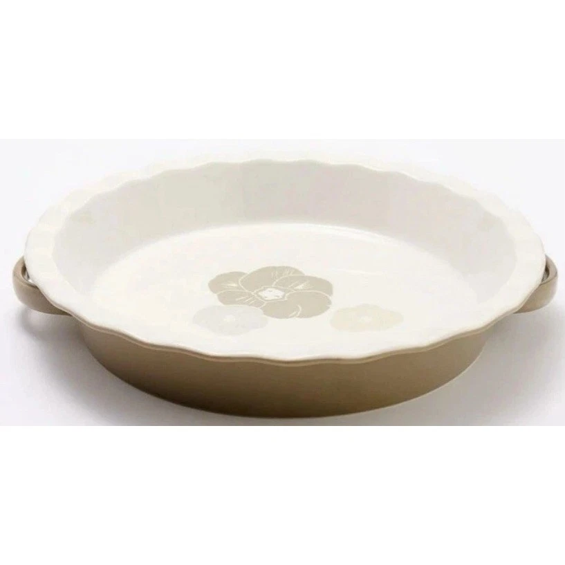 Sweet Heritage By Carla Hall Ruffled Sweetie Pie Baking Dish Beige Stoneware